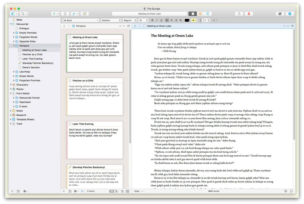 Scrivener single project example