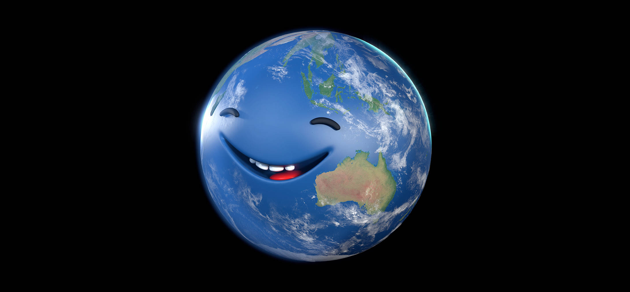 Our very own planet earth smiling with Australia on the side of its face.