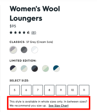 Allbirds sizing recomendations