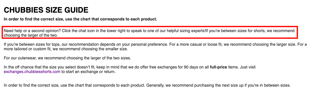 Chubbies sizing experts