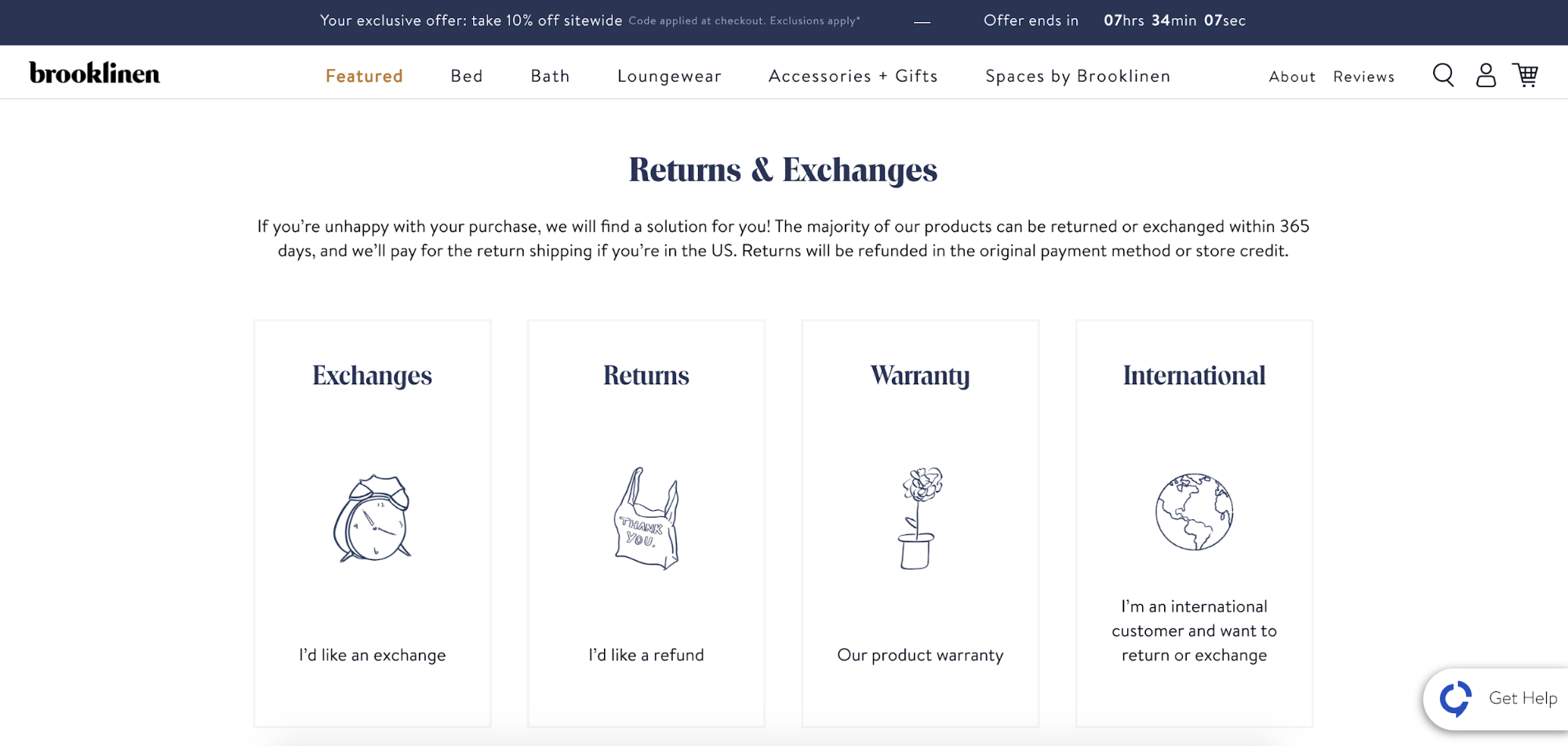 Brooklinen returns policy
