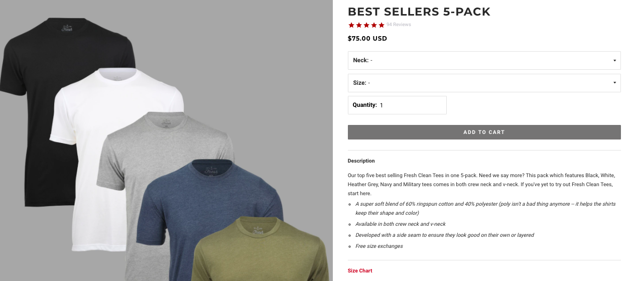 bundle example - fresh clean tees