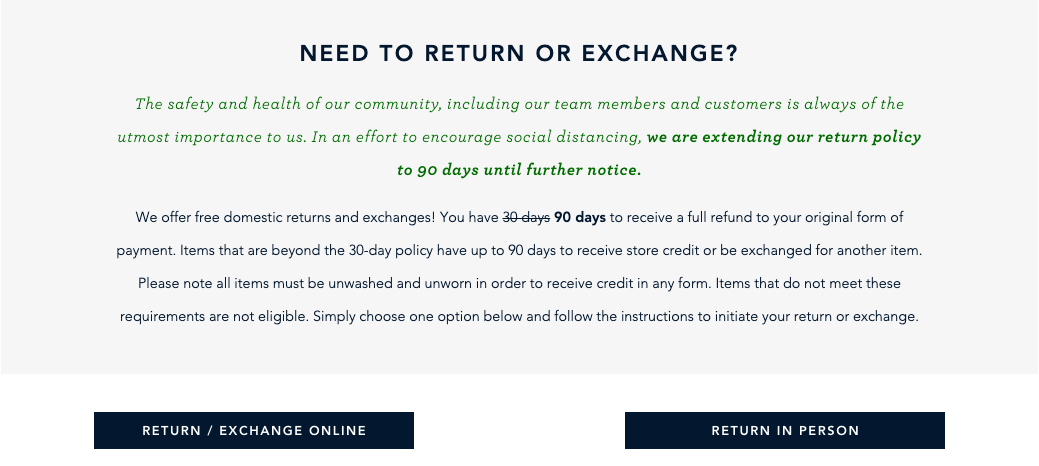 example return window length for mens apparel
