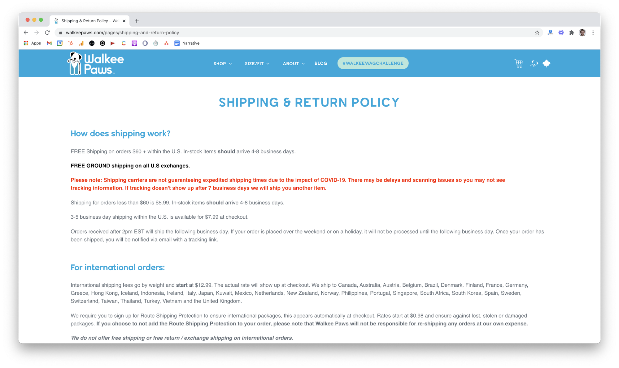 Walkee Paws wall of text return policy