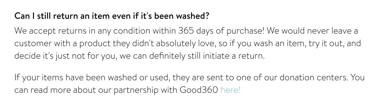 What happens to a return when its washed
