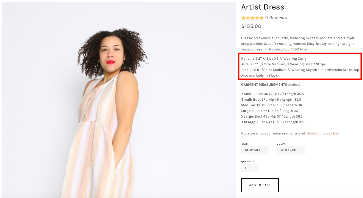 Be specific about sizing in images