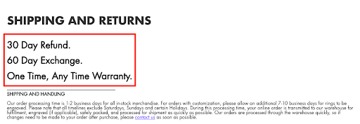 Qalo jewelry return policy example
