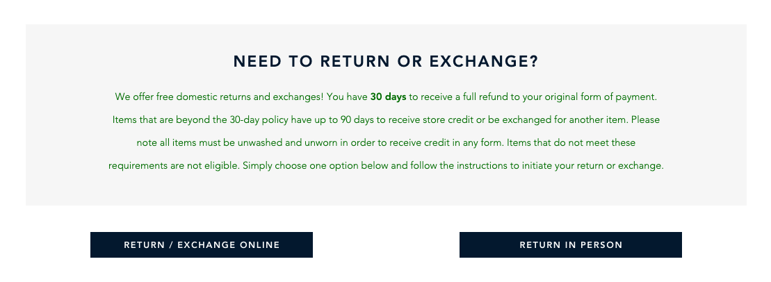 Mizzen + Main Return Policy