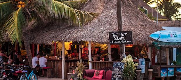 View of the The Hot Corner Bar at sunset