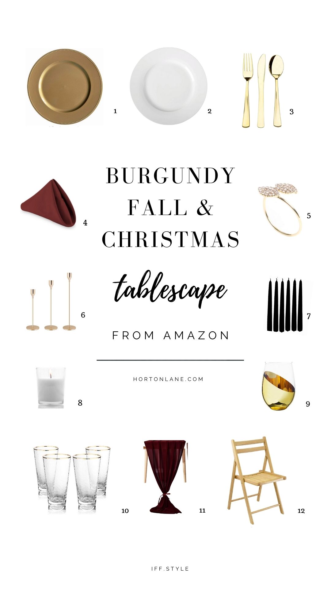 Pinterest Pin-Burgundy and gold boho thanksgiving, christmas, wedding tablescape