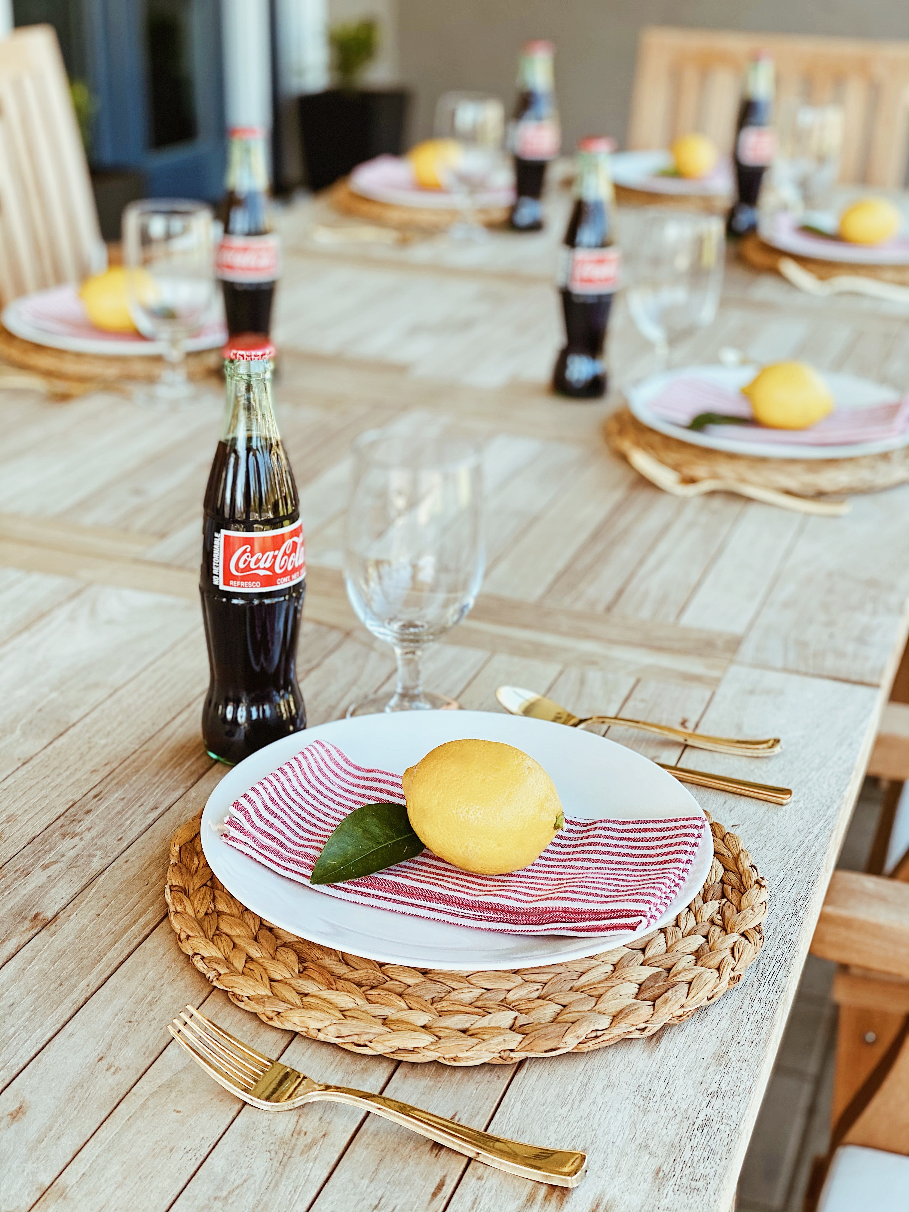 Events Decor-Red and white coca cola tablescape summer bbq casual
