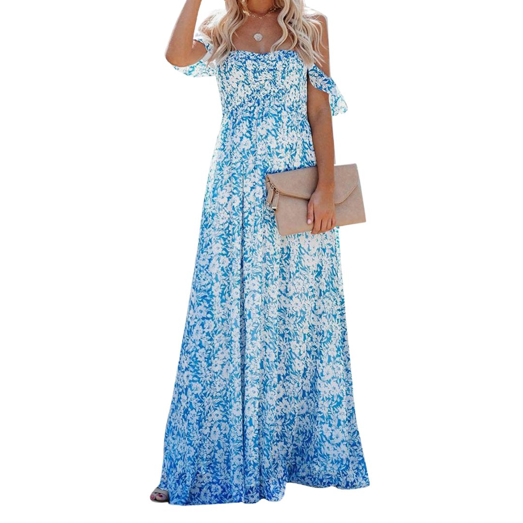 Amazon Product Image blue and white floral dress 3
