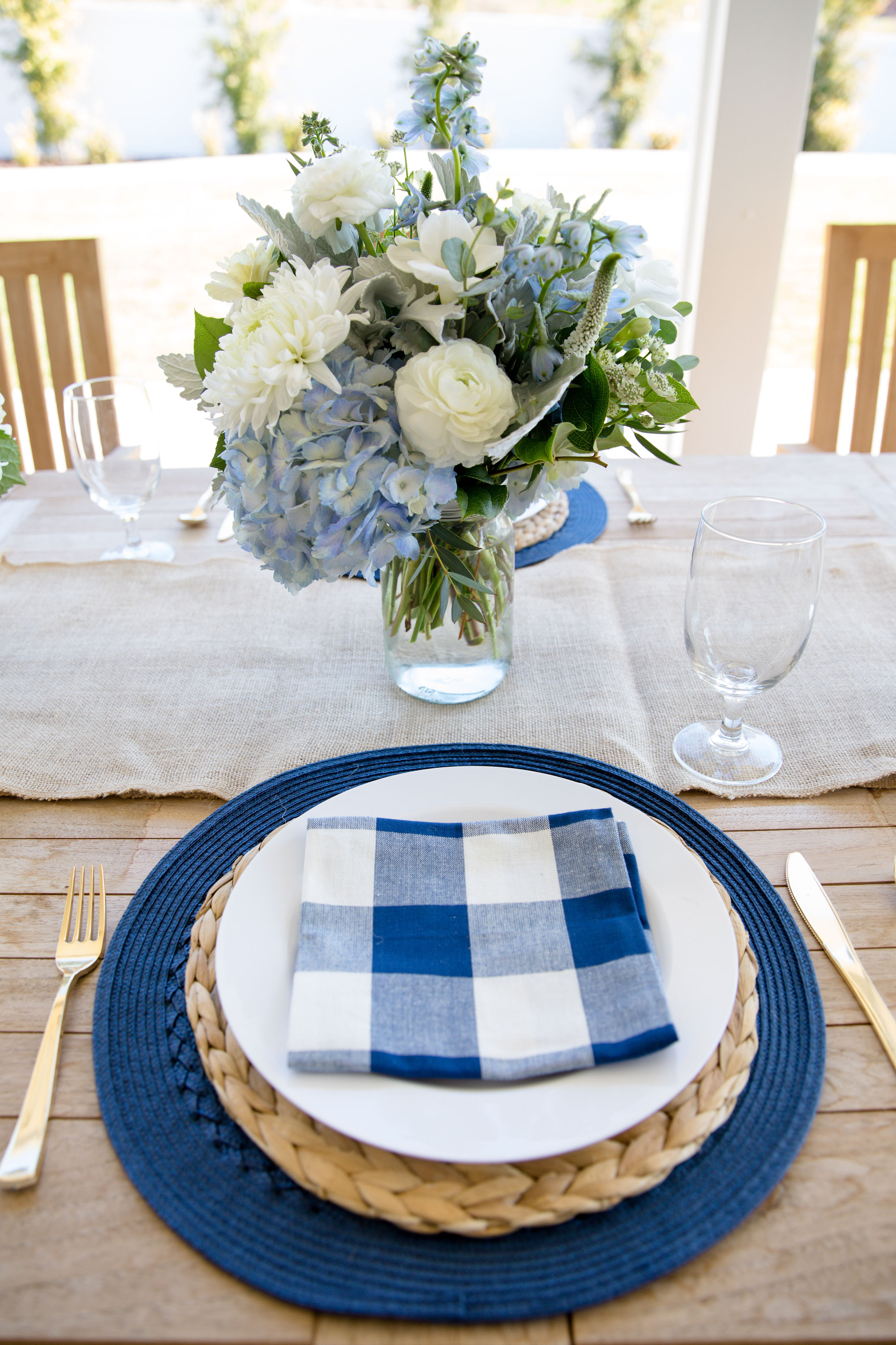 Events-Easter Spring Table Decor Blue and White Gingham tablescape brunch, baby boy shower, baby boy baptism, blessing, thanksgiving, 4th of july, decor, bridal shower 2