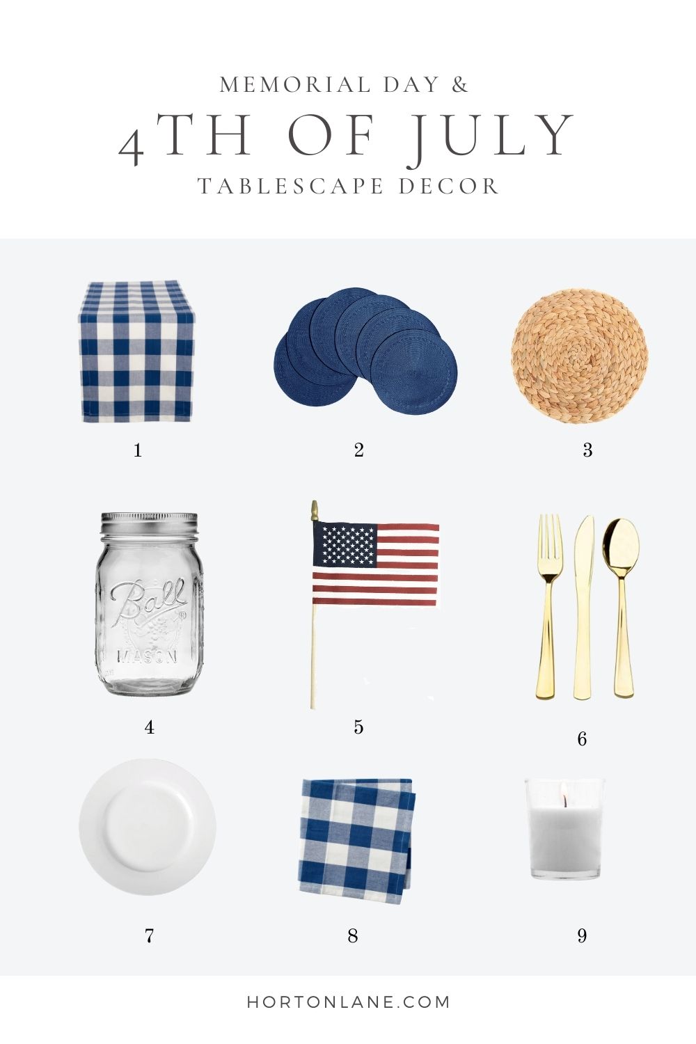 Pinterest Pin-4th of July Memorial Day Tablescape table decor summer bbq decor