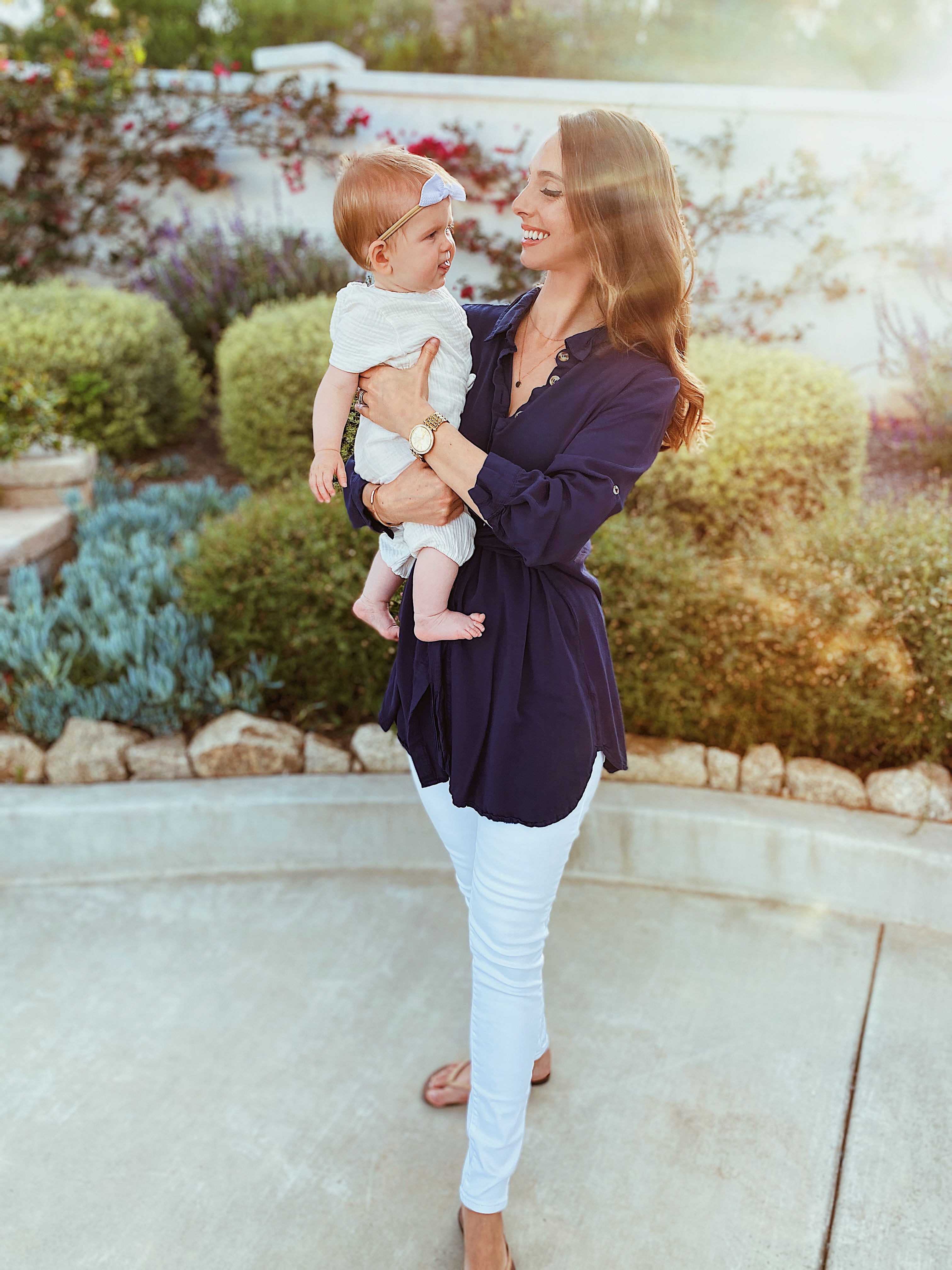 Breastfeeding Friendly Postpartum Tops-Navy Blue Button Down Wrap Dress