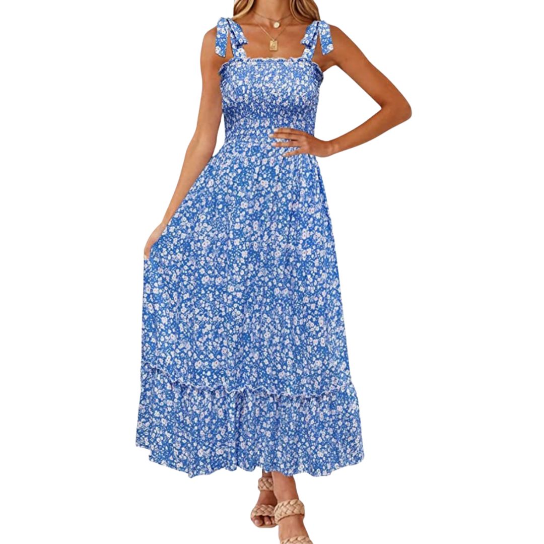 Amazon Product Image blue and white floral dress 1