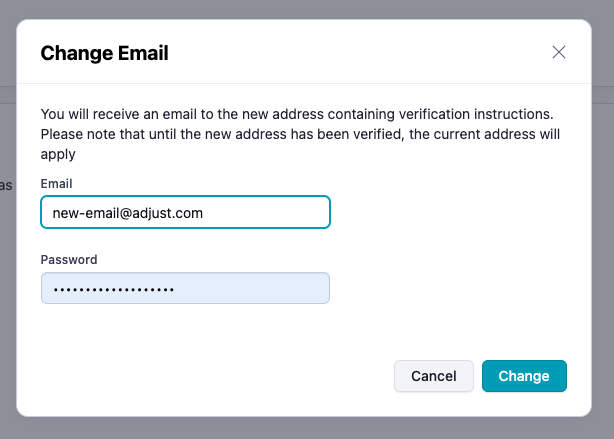 A screenshot of how to change your email address in the dashboard.