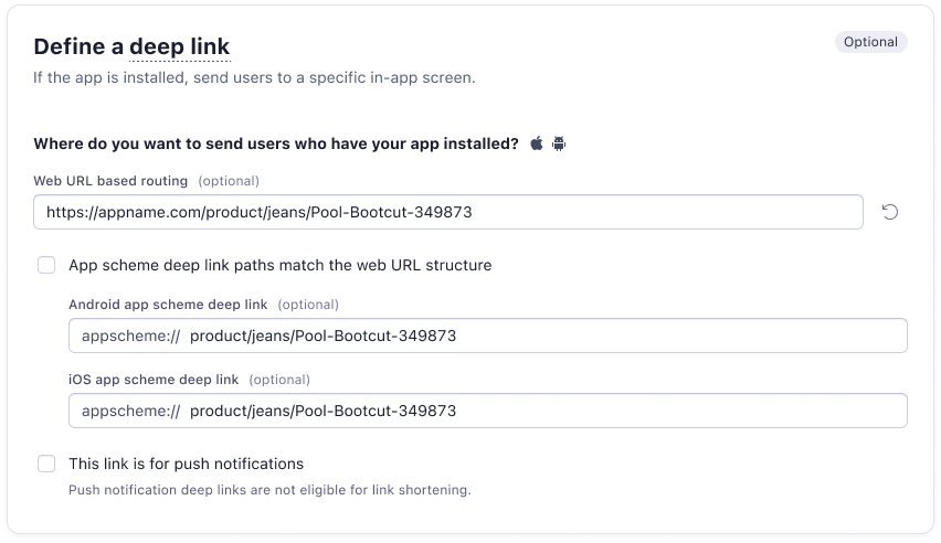 Auto-populate app scheme paths