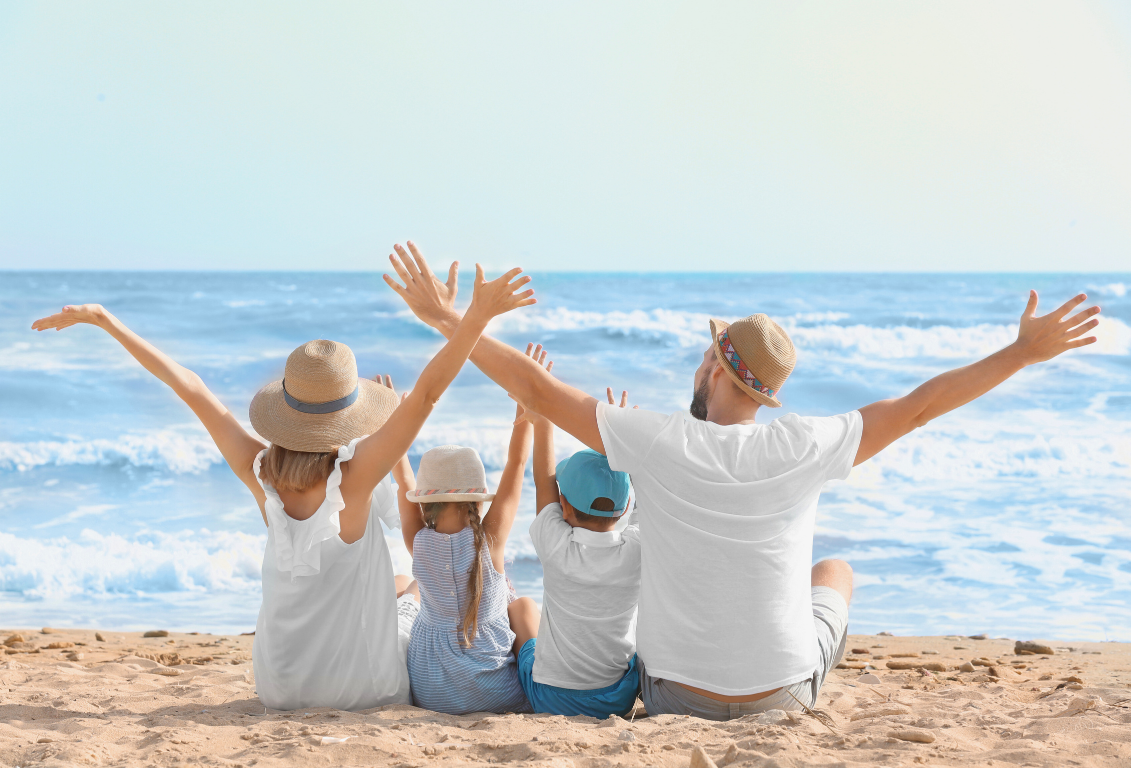 family-on-beach