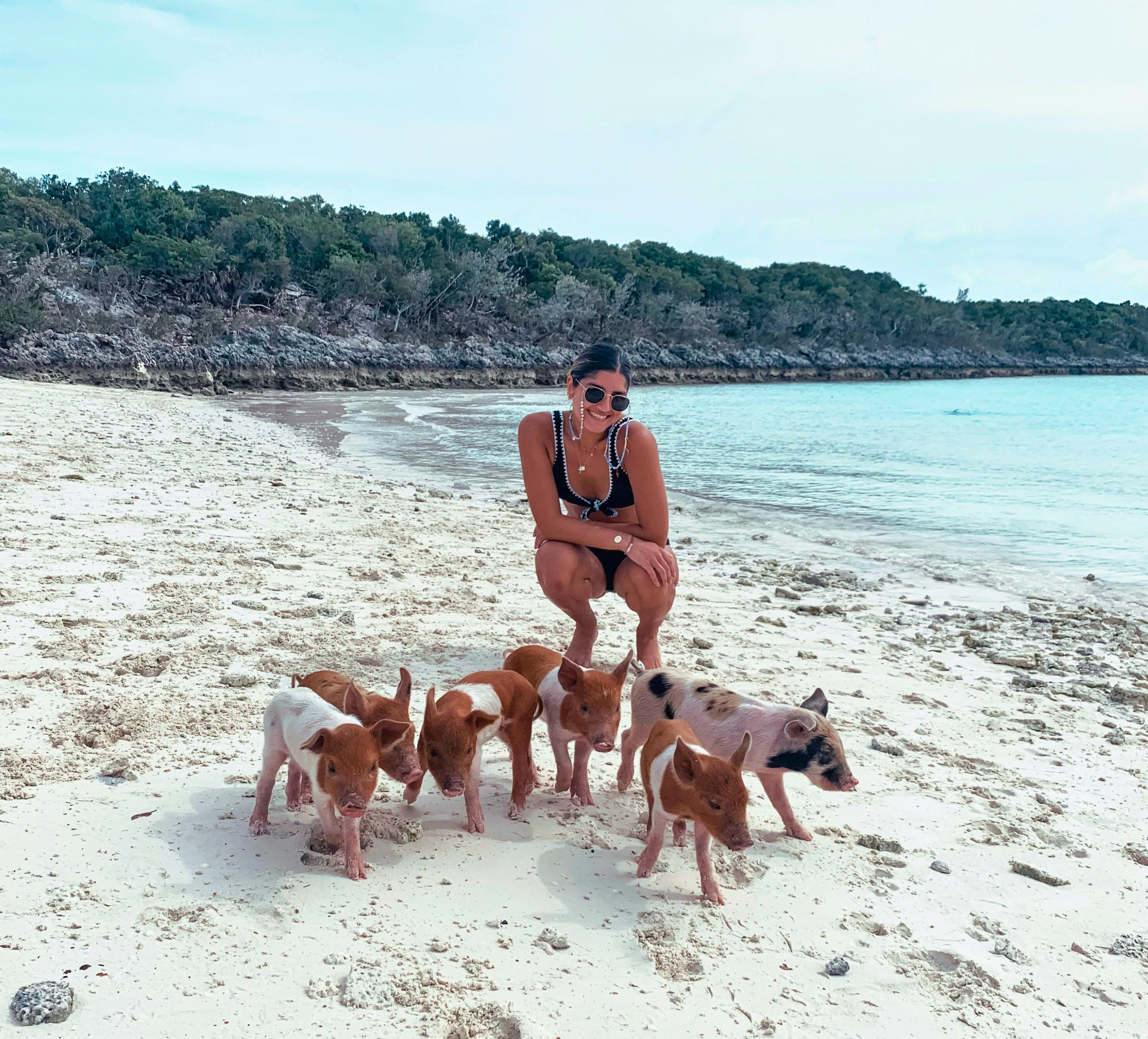 woman-on-pig-beach-Bahamas