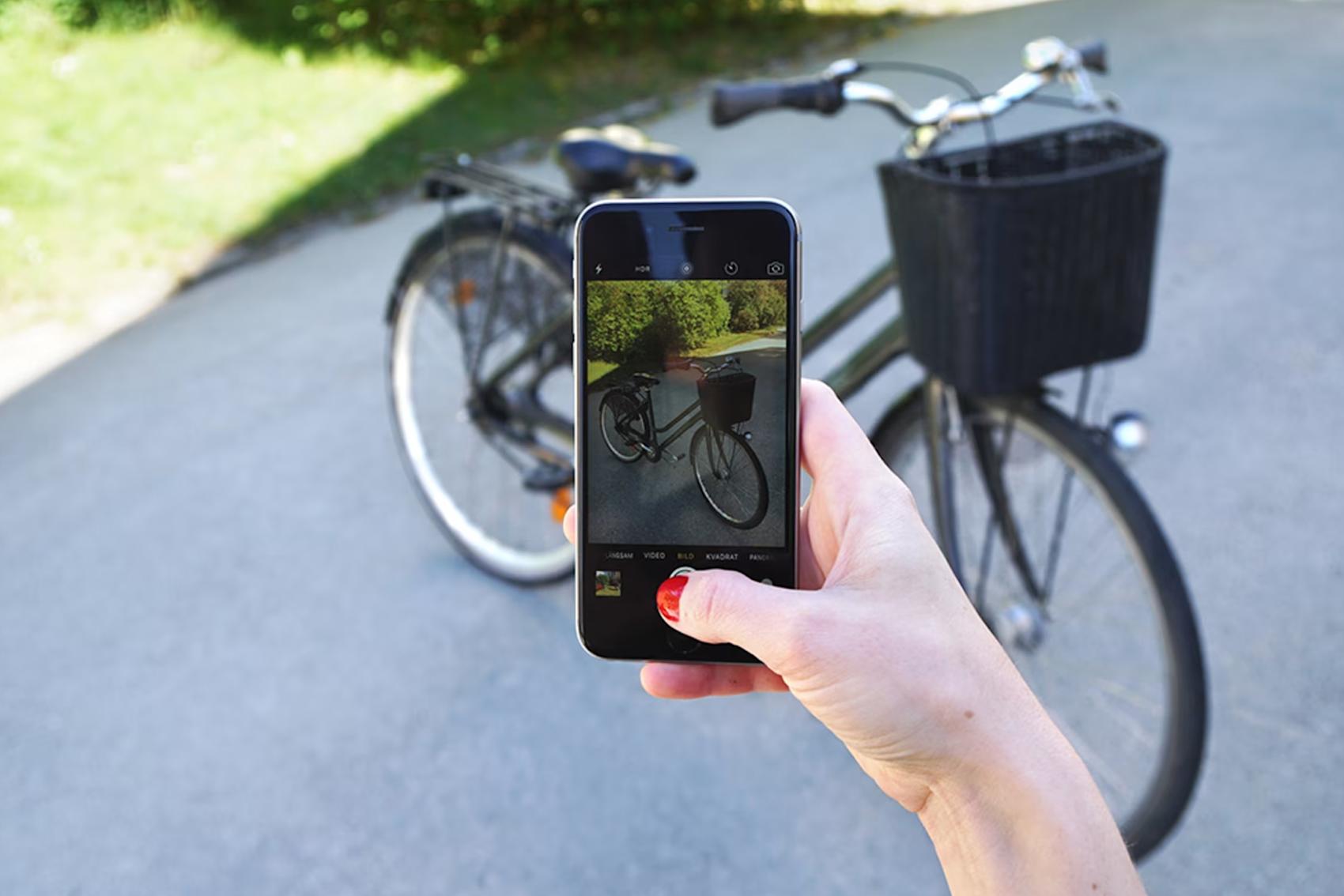 Cykel sedd genom mobilkamera