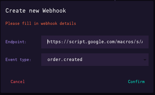 BuiltOn Webhook Creation