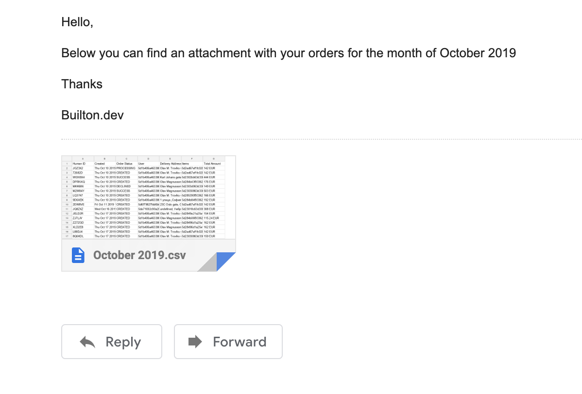 An e-mail to my inbox?