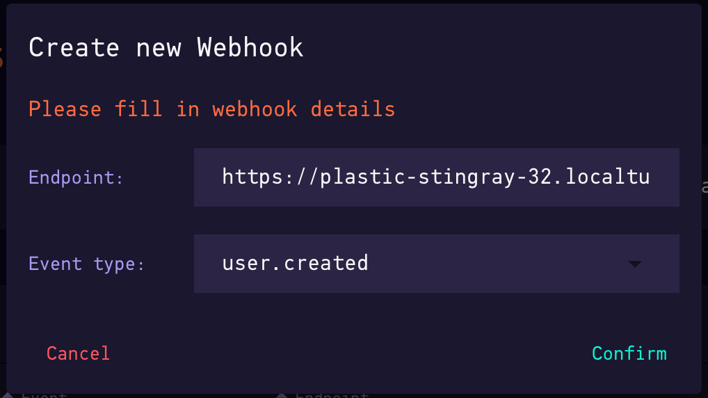 Create new Webhook