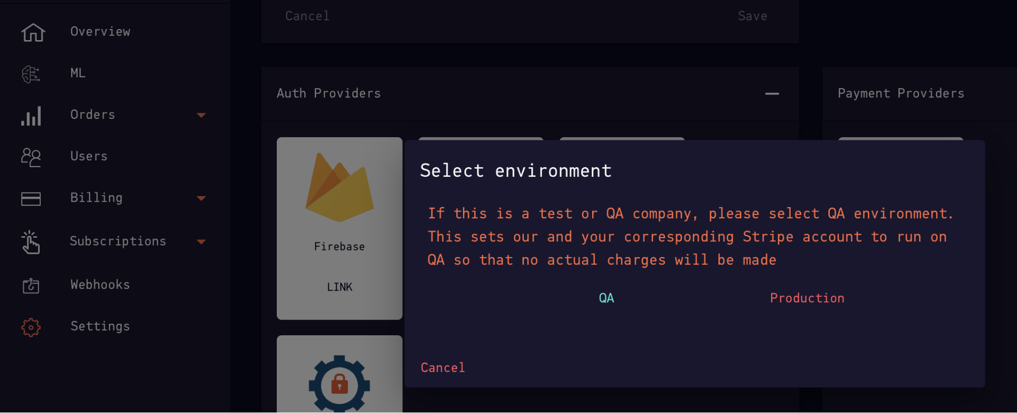 Select environment