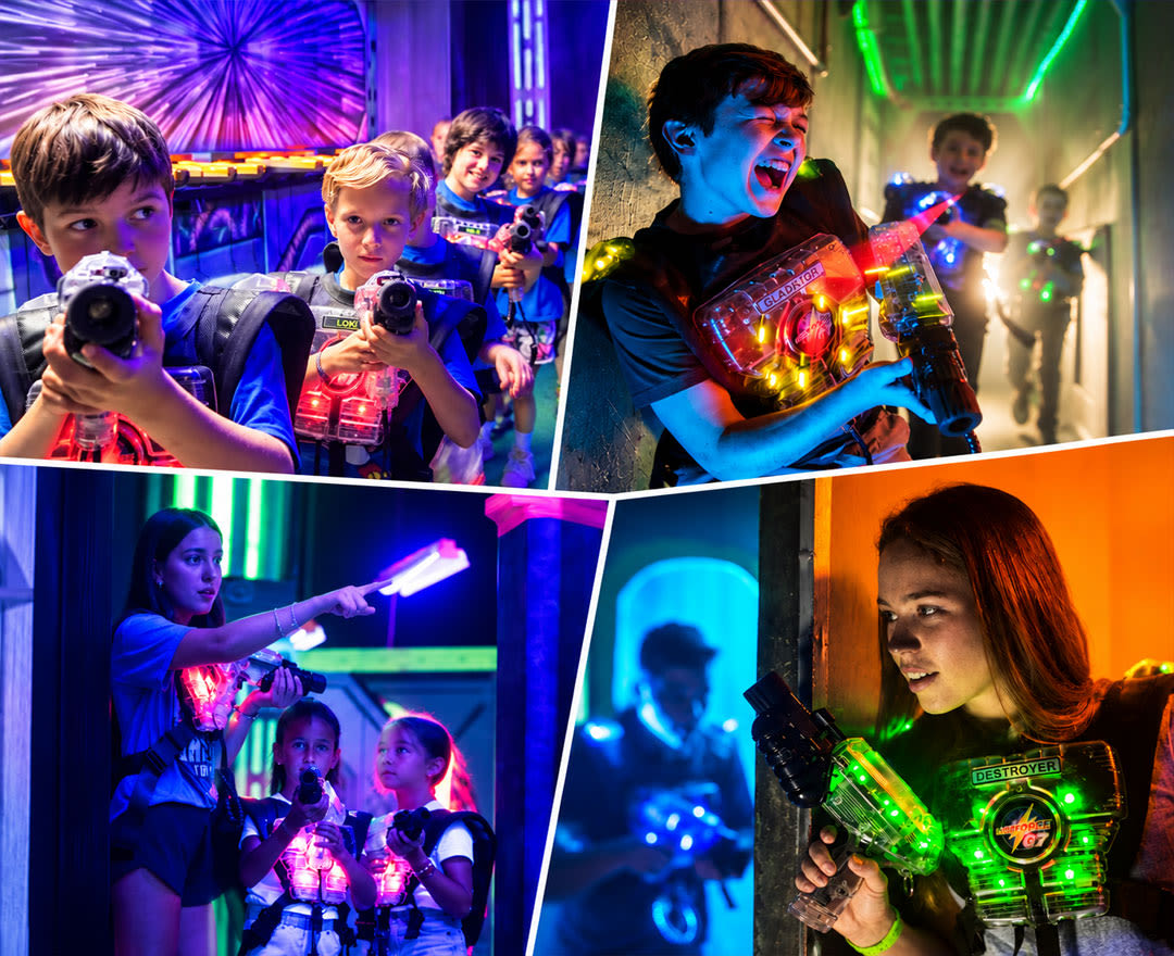 Plongez dans l’action avec une expérience amusante de laser tag ou de mini-golf fluo à partager en famille ou entre amis!