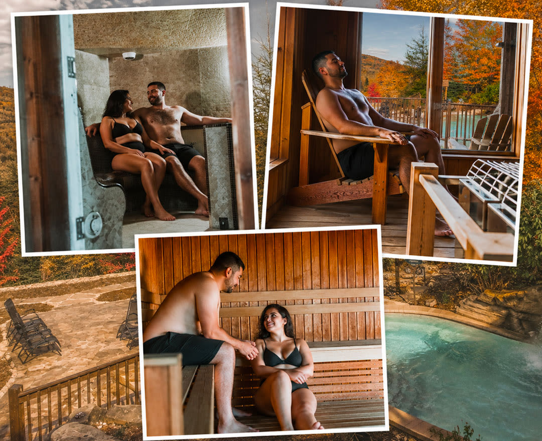Natur'Eau Spa & Chalets: moments de détente au spa, entre sauna, bain vapeur et bassin extérieur, dans un magnifique décor automnal