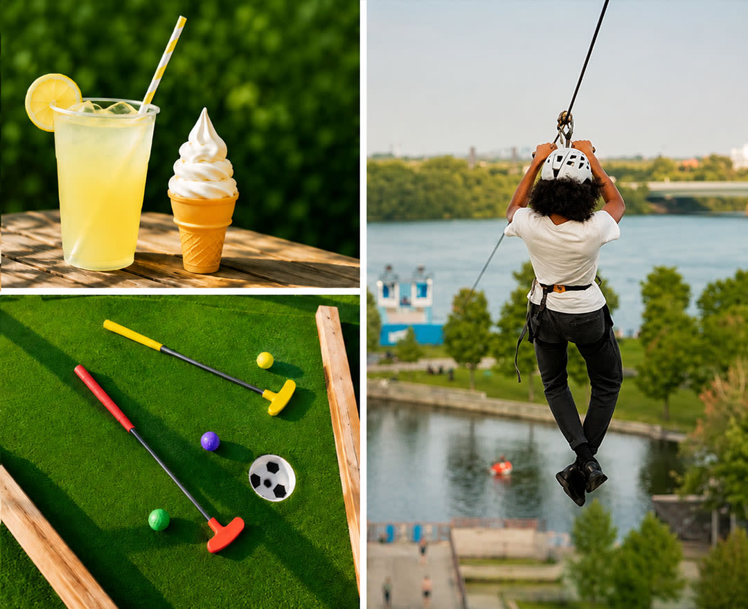 Mini-Golf + tyrolienne + crème glacé et limonade