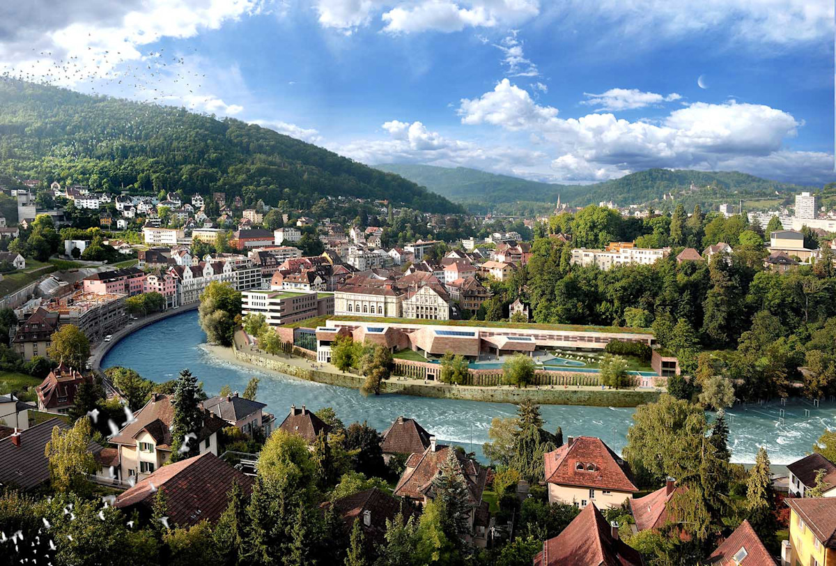 I Bagni Fortyseven lungo il fiume Limmat a Baden