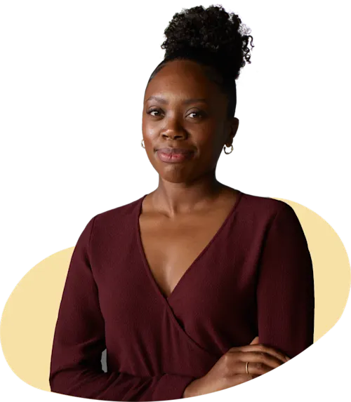 Black woman in a yellow oval