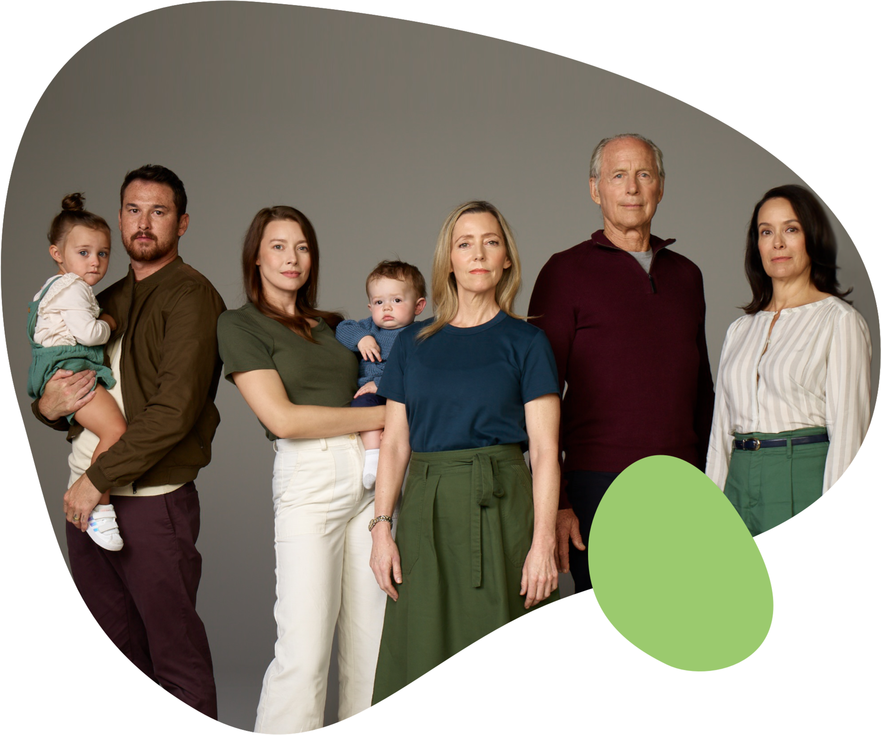 Family in bean shape with color bean overlay