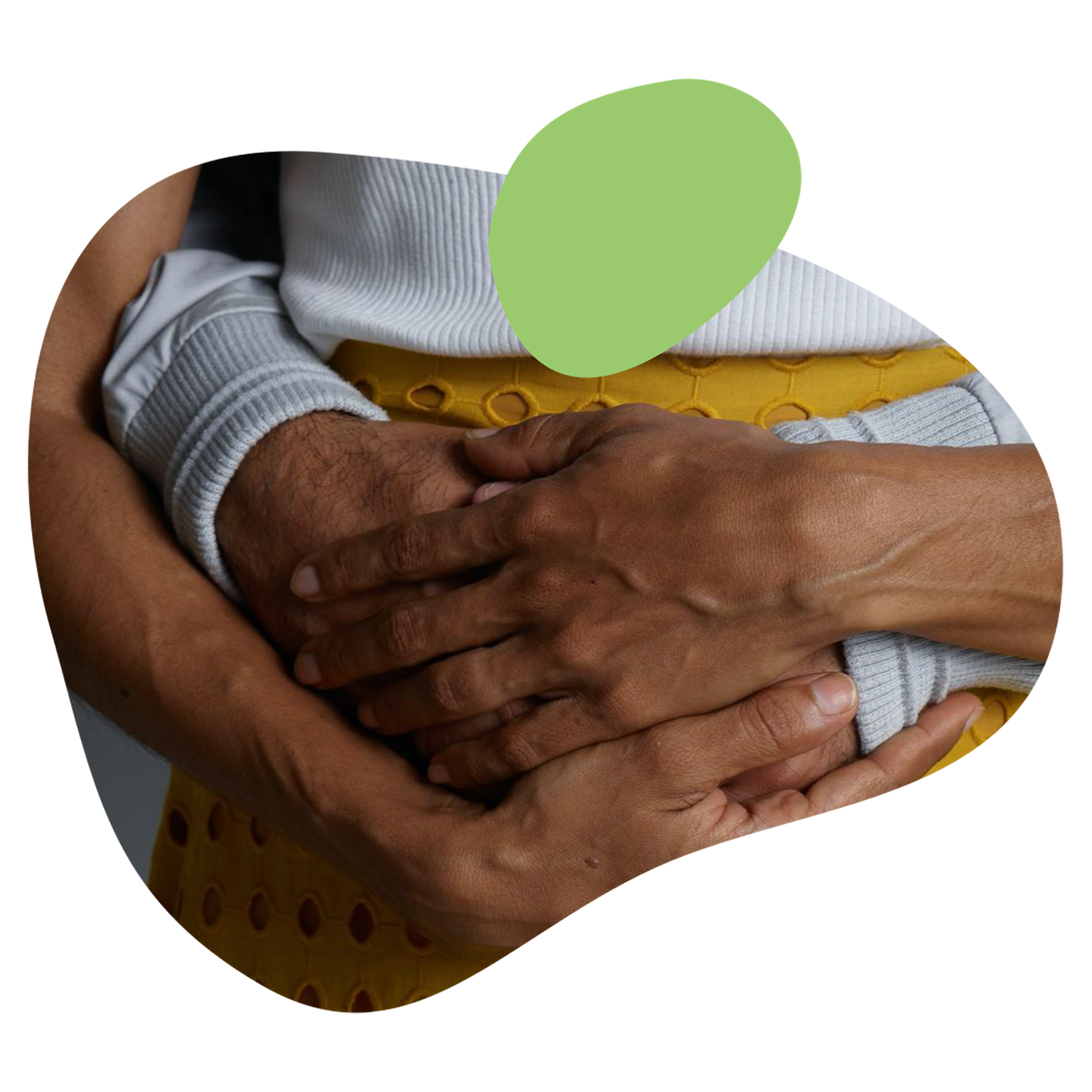 Couples hands in shape with green overlay