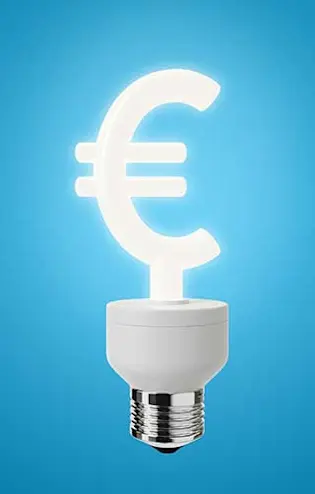 lâmpada em forma de símbolo de Euro