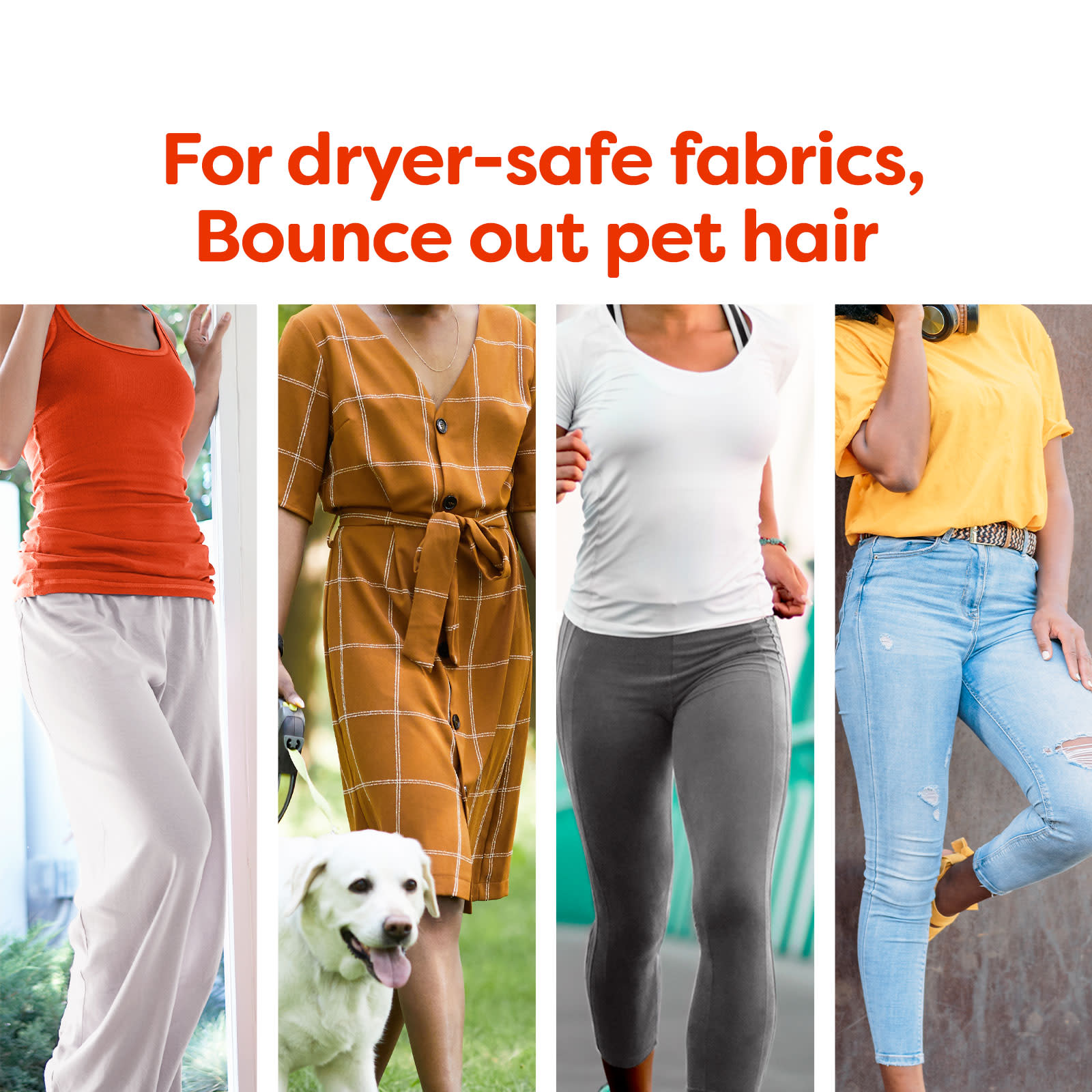 Bounce Pet Hair Unscented Dryer Sheets: For dryer-safe fabrics, Bounce out pet hair