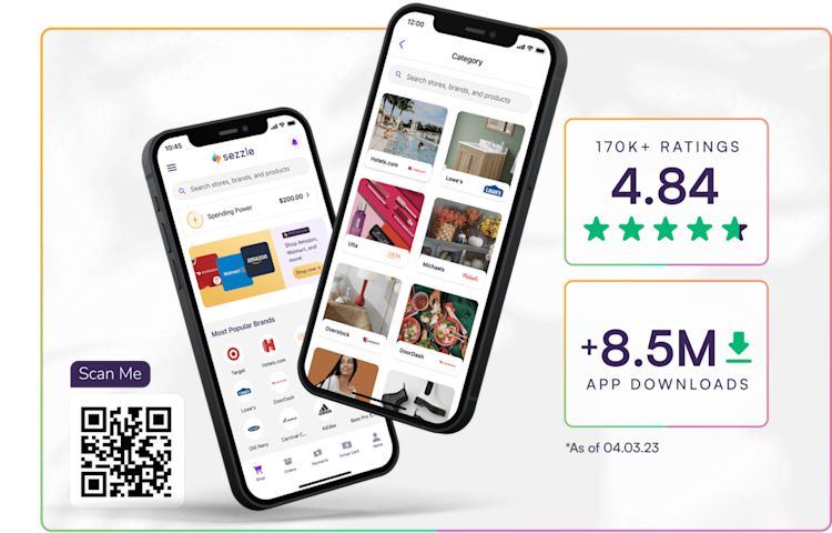 Experience More in The Sezzle App. Access to exclusive brands, credit building, tap-to-pay and more. Rated 4.84 out of 5 stars on 170K+ ratings with other 8.5M app downloads