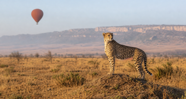 Cheetah and balloon