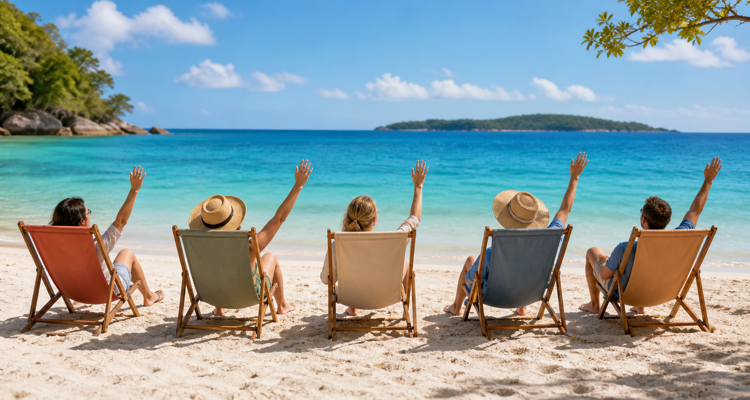 people on deckchairs