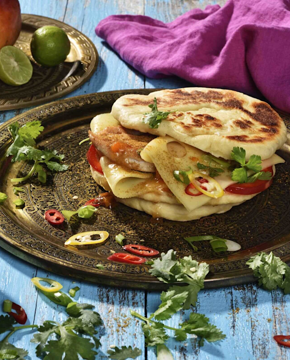Käsebrot mit Curry-Hähnchen