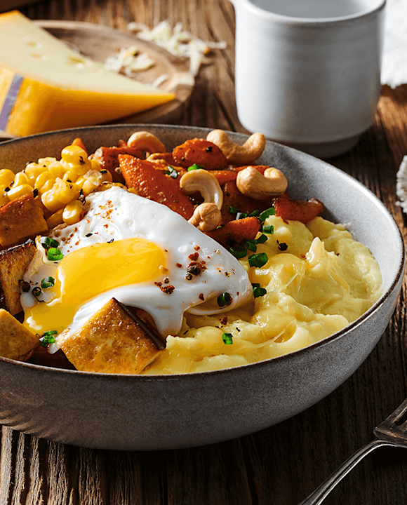 Käse-Kartoffelbrei-Bowl