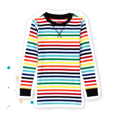 Primary Kids Rainbow Stripe PJ Top