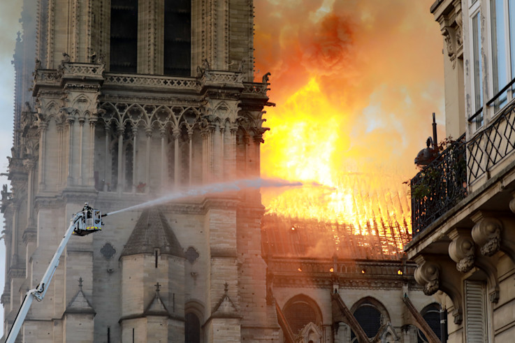 Notre Dame on fire