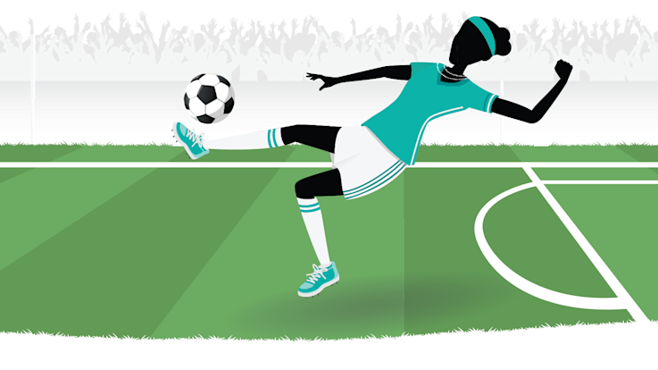 Skimm Girl playing soccer