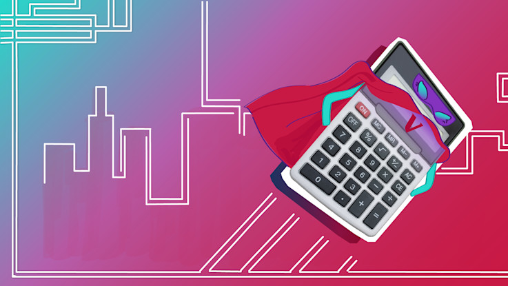 Flying Calculator Illustration