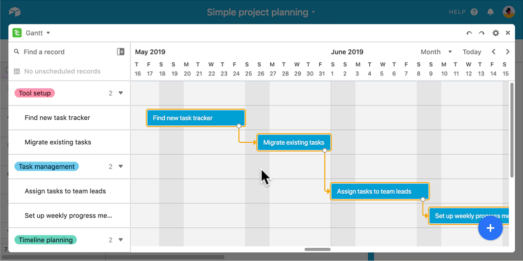 Airtable 支援Gantt Chart (Blocks的一種),協助確保Release在期限前能完成