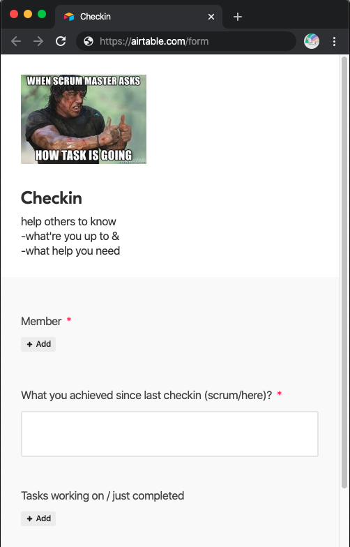 運用Airtable 做Scrum Checkin表單