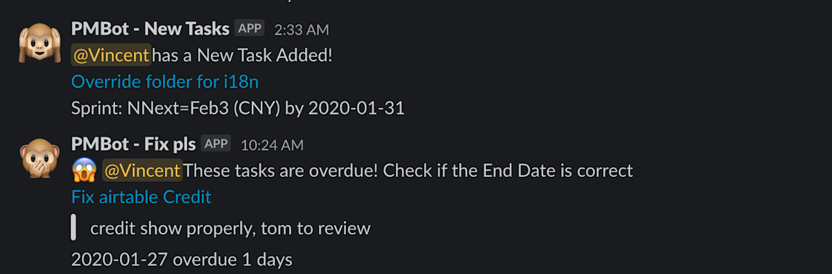 寫了個Slackbot按照Airtable上的工作提醒進度